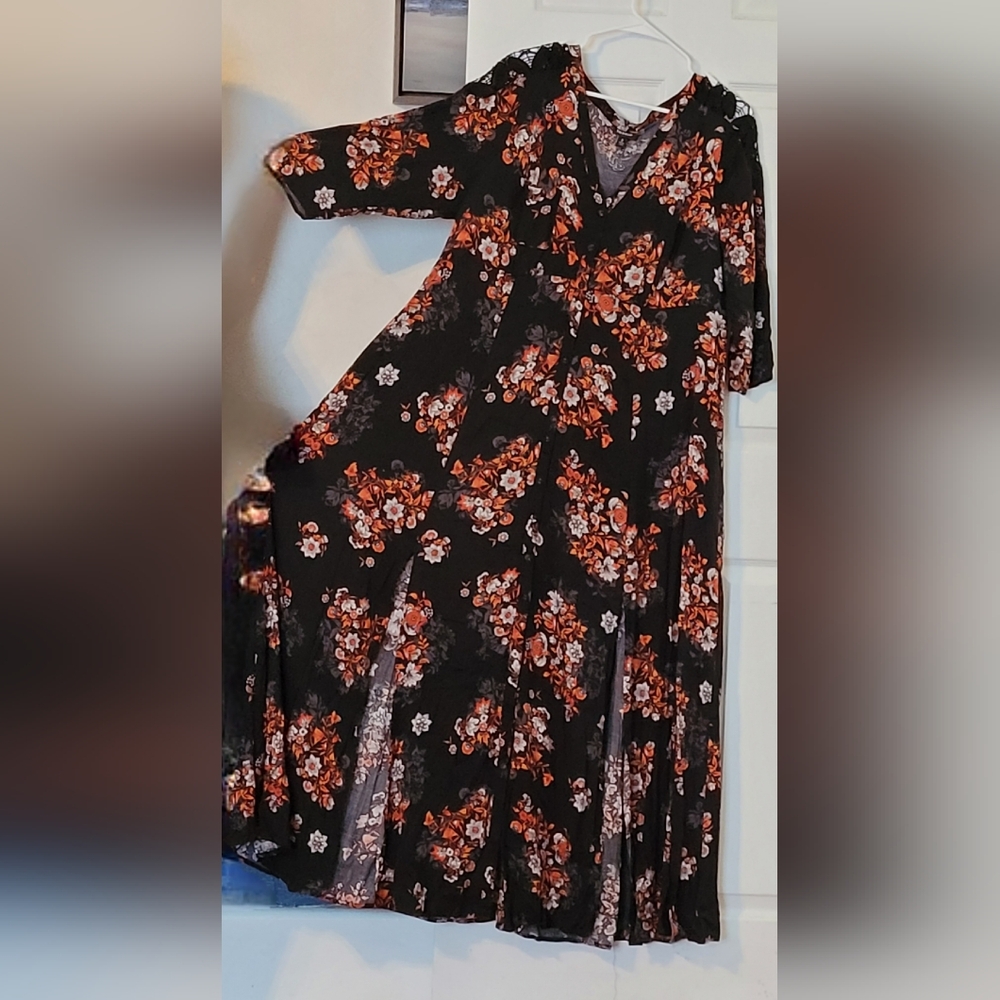 Torrid Black and Orange Floral Dress